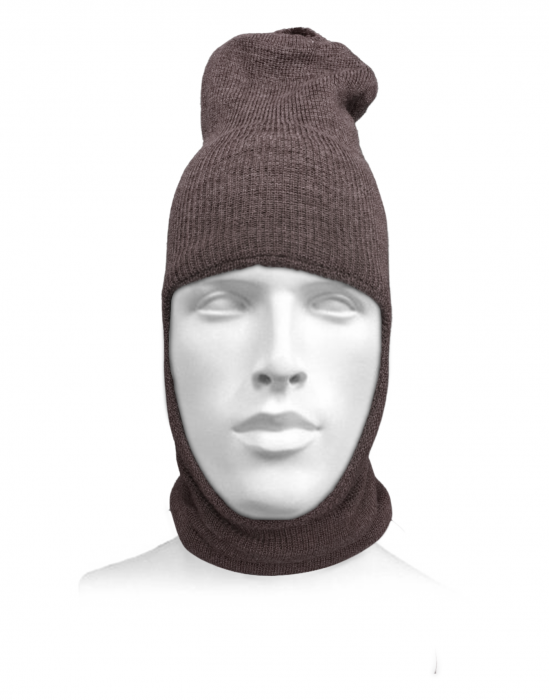 Pure Wool Ribbed Monkey Cap brown